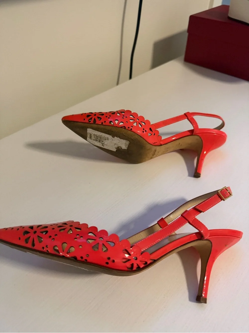 kate spade Coral Laser-Cut Pointed Slingback Heels